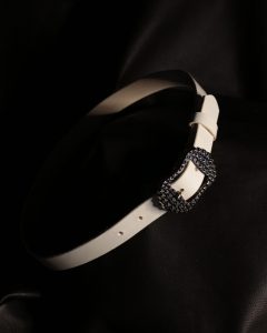 Cintura Donna 4cm in Pelle Liscia Bianco Latte