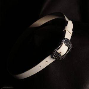 Cintura Donna 4cm in Pelle Liscia Bianco Latte